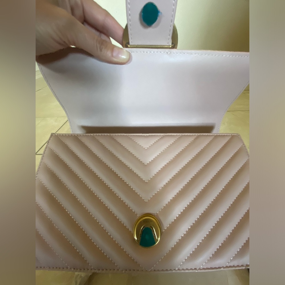 PINKO BLUSH Quilted Shoulder Bag with Gold Bird Hardware - Picture 6 of 11